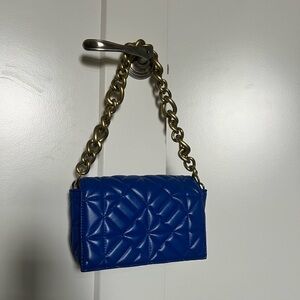 Blue Quilted Chain Shoulder Bag